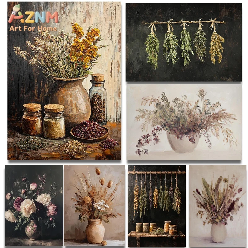 Dried Herbs - AZNM Винтажная картина на холсте с
